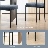 HOMCOM Set of 2 dining chairs with fabric backrest steel legs 51 x 51 x 76 cm gray(m-6)