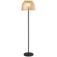 Outsunny Lampa podłogowa słoneczna, lampa podłogowa na zewnątrz, lampa stojąca USB, lampa solarna LED do wnętrz, wodoszczelna IP44, z regulacją jasności, bambus, naturalny(m-1)