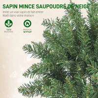 HOMCOM Sapin de Noël artificiel 210 cm, arbre de Noël fin avec 350 lumières, 1273 pointes, support en métal pliable, vert(m-6)