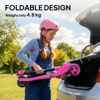 AIYAPLAY Three-Wheel Foldable Electric Scooter for Kids Aged 6-10 Years, Pink(m-9)