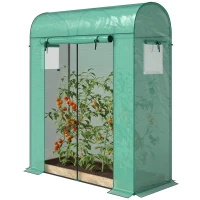 Outsunny Garden Greenhouse, Small Balcony Greenhouse with PE Cover and Steel Frame, Roll-up Door and Windows 170 x 68 x 200 cm, Green(m-7)