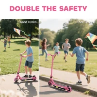 AIYAPLAY Electric Scooter for Kids 6-14 Years, with Colourful Lights, Pink(m-8)