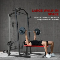 SPORTNOW Power Cage Power Rack with 15-Level Squat Rack, Cable Pulley System, Pull up Stand and Push up Stand(m-7)