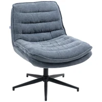 HOMCOM Criss Cross Office Chair, Armless Computer Desk Chair No Wheels with Wide Seat, Double-Tier Padding, Adjustable Height, Fabric Upholstery, for Home, Charcoal Grey(m-1)