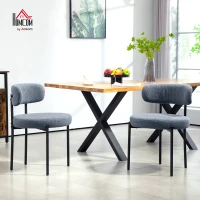 HOMCOM Set of 2 dining chairs with fabric backrest steel legs 51 x 51 x 76 cm gray(m-10)