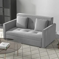 HOMCOM Snow Flannel Two-Seater Sofa Bed, with Storage - Grey(m-10)