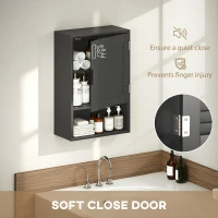 HOMCOM Bathroom Cabinet, Wall Mounted Storage Cabinet with Adjustable Shelves, 40 x 20 x 60 cm, Black(m-6)
