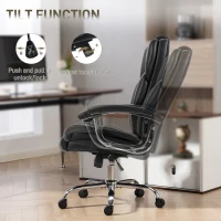 HOMCOM Big and Tall Office Chair 180kg with Spring Cushion, PU Leather - Black(m-6)