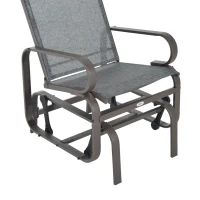Outsunny Outdoor Gliding Rocking Chair with Sturdy Metal Frame, Patio Comfortable Swing Chair for Garden, Backyard, Grey(m-8)