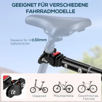 HOMCOM Lastenanhänger, Fahrradanhänger, abnehmbarer Korb, Universalkupplung, bis 40 kg, Stahl, schwarz, 144 x 59 x 80cm(m-4)