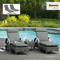 Outsunny Set of 2 Sun Lounger Cushion Non-Slip Seat Pads for Indoor Outdoor Grey(m-2)