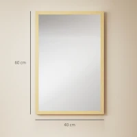 HOMCOM Wall Bathroom Mirror, 60 x 40 cm Wall-Mounted Mirror for Living Room, Bedroom, Hallway, Natural Wood Finish(m-3)