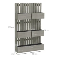 Outsunny Strat înălțat din lemn, reglabil, jardiniere cu spalier, strat de grădină 60x16x100cm Gri(m-3)