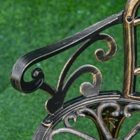 Outsunny Panchina da giardino 2 posti in metallo stile retrò, 100x54x78 cm, Bronzo(m-4)