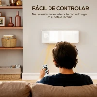 HOMCOM Calefactor Eléctrico Bajo Consumo de Pared 2000W con 3 Modos Pantalla LED Termostato Temporizador y Panel de Vidrio(m-8)
