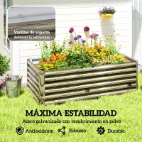 Outsunny Jardinera Exterior Grande Rectangular de Acero Galvanizado para Terraza con Base Abierta 180x90x57,5 cm Natural(m-5)
