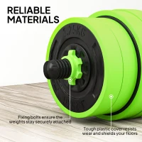 SPORTNOW 30kg 6-In-One Adjustable Weight Dumbbells Set, Barbell, Kettlebell, Push Up Stand - Green(m-7)