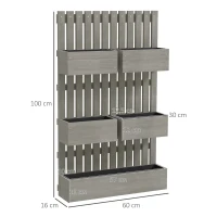 Outsunny Houten verhoogd plantenbed, verstelbaar met latwerk, tuinbed 60x16x100cm Grijs(m-3)