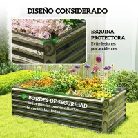 Outsunny Jardinera Exterior Grande Rectangular de Acero Galvanizado para Terraza con Base Abierta 180x90x57,5 cm Natural(m-7)