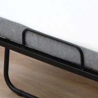 HOMCOM Cama Plegable 200x90 cm con 4 Ruedas, Cama de Camping Portátil, con Colchón Individual de 10 cm, Marco de Acero, Carga 150 kg, para Dormitorio, Salón, Oficina, Blanco(m-9)