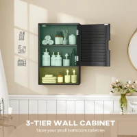 HOMCOM Bathroom Cabinet, Wall Mounted Storage Cabinet with Adjustable Shelves, 40 x 20 x 60 cm, Black(m-4)