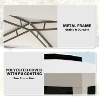 Outsunny 3 x 3 m Gazebo, Netting Party Tent, Patio Canopy Outdoor Event Shelter with Double Tier Roof, Cream White(m-5)