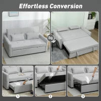 HOMCOM Three-Way Two-Seater Sofa Bed - Light Grey(m-4)