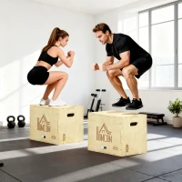 Box jump pliométrie 3 en 1 - Collaboration Aosom.fr x FFHandball - boîte à saut musculation fitness bois(m-8)