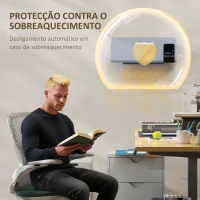 HOMCOM Aquecedor Elétrico de Parede 1000W/2000W com Ecrã LED Controlo Remoto Termostato Temporizador para Áreas de 15-20 m² 54,5x12x21,5 cm Cinzento(m-6)