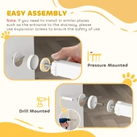 PawHut Barrera de Seguridad para Perros con Puerta Pequeña para Escaleras y Puertas 75-85 cm con Doble Bloqueo Blanco(m-4)