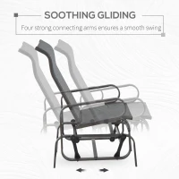 Outsunny Outdoor Gliding Rocking Chair with Sturdy Metal Frame, Patio Comfortable Swing Chair for Garden, Backyard, Grey(m-4)