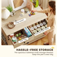 PawHut Skrzynia dla psa na kółkach, 2 drzwi, 2 szuflady, dla psów średnich i dużych, drewno, stal(m-5)