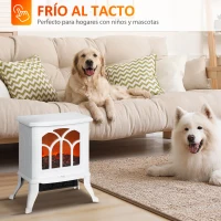 HOMCOM Chimenea Eléctrica de Pie 750/1500 W con 2 Niveles de Potencia Efecto Llama Área de Cobertura 15-20 m² Blanco(m-6)