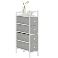 HOMCOM Cómoda con 4 Cajones de Tela Marco de Acero Cómoda para Dormitorio para Espacios Pequeños Salón Vestidor Gris Claro(m-10)