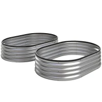 Outsunny Paturi înălțate metalice Set de 2 135 x 90 x 30 cm Paturi ovale cu bandă de cauciuc(m-1)