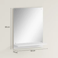 HOMCOM Specchio da bagno 50 x 60 cm Specchio da parete con ripiano, specchio per ingresso, corridoio, Bianco(m-3)