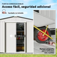 Outsunny Caseta de Jardín 277x195x192 cm Cobertizo de Exterior Metálico para Almacenamiento de Herramientas Plata y Gris(m-5)