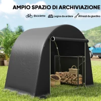 Outsunny Tenda Garage per Biciclette e Attrezzi con Ingresso a Cerniera, in PE e Metallo, 245x120x200 cm, Grigio Scuro(m-5)
