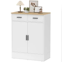 HOMCOM Buffet, meuble de rangement avec 2 portes, 2 tiroirs et étagère réglable, 68,6 x 35 x 90,3 cm, bois naturel et blanc(m-1)