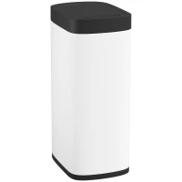 HOMCOM Cubo de cocina automático 50 L, cubo con sensor de movimiento, funciona con pilas, 26,5x35,5x68cm, crema(m-1)