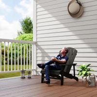 Outsunny Silla Adirondack resistente a la intemperie Silla Adirondack de madera para exterior, silla de jardín con respaldo alto y reposabrazos(m-4)