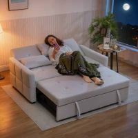 HOMCOM Three-Way Two-Seater Sofa Bed - Light Grey(m-8)