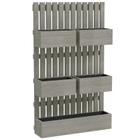 Outsunny Houten verhoogd plantenbed, verstelbaar met latwerk, tuinbed 60x16x100cm Grijs