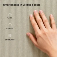 HOMCOM Struttura Letto 140x200 cm con Testiera Imbottita Regolabile in Altezza e Doghe, Velluto a Coste, Grigio(m-5)