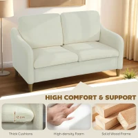 HOMCOM Sofa 2 Sitzer kleine Couch mit Sherpa-Fleece-Optik 137 cm für Wohnzimmer Cremeweiß(m-4)
