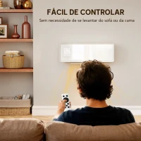 HOMCOM Aquecedor Elétrico Cerâmico de Parede 2000W com 3 Modos Temporizador Detecção de Janelas Abertas 54x18,7x12,3 cm Branco(m-8)