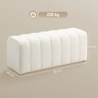 HOMCOM Banc bout de lit, banquette rembourrée, style moderne, ottoman en tissu aspect lin, 110 x 40 x 44 cm, crème(m-3)