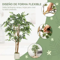 HOMCOM Ficus Artificial 150 cm Planta Artificial con 1116 Hojas y Maceta Planta Artificial Decorativa para Interior Verde(m-6)