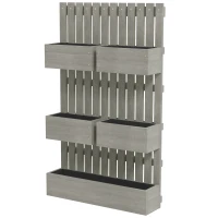 Outsunny Strat înălțat din lemn, reglabil, jardiniere cu spalier, strat de grădină 60x16x100cm Gri(m-6)