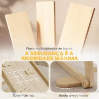 AIYAPLAY Triângulo de Escalada Montessori 6 em 1 Estrutura de Madeira com Plataforma Anéis e Escorrega para Escalar ou Deslizar Madeira(m-5)